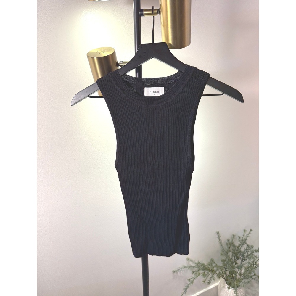 DISSH tank Devin in stock black ribbed bodycon minimalist elevated essentials LG